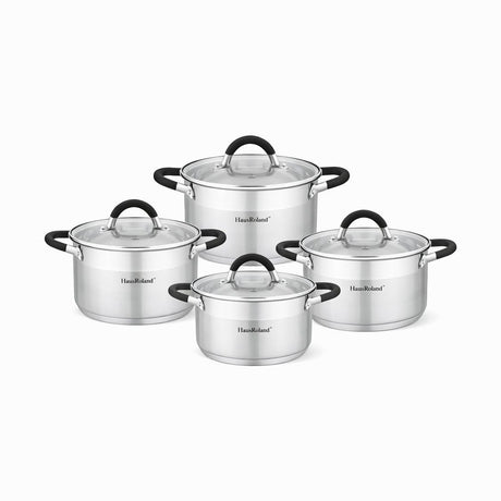 Set de vase de gătit din oțel inoxidabil, 4 piese, culoare HR121-1, ideal pentru orice bucătărie