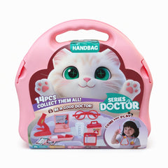 Set educativ trusă medicală pentru copii, 14 piese, plastic, roz, 28x27x8 cm