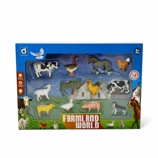 Set figurine animale ferma 12 piese, animale domestice, copii 3+