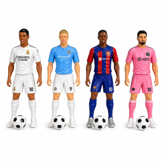 Set Figurine Fotbaliști 24 cm – cu Mingi de Fotbal și Suporturi