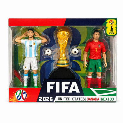 Set Figurine Fotbaliști 24 cm – Cu Trofeu Tip Cupă și 2 Mingi de Fotbal