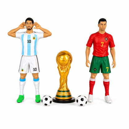 Set Figurine Fotbaliști 24 cm – Cu Trofeu Tip Cupă și 2 Mingi de Fotbal