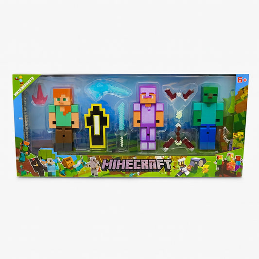 Set figurine pixelate cu accesorii , 42x17 cm , Aventura completa pentru fanii universului pixelat