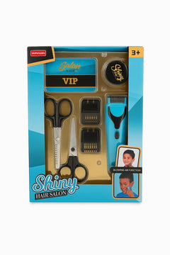 Set Frizerie Shiny Hair Salon pentru Copii , Masina de Tuns, Foarfeci si Accesorii , 3+,25x19.5cm