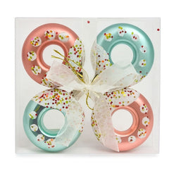 Set Globuri Craciun Tip Donut Diverse Culori cu Sclipici 4 buc, 13.5x13.5cm