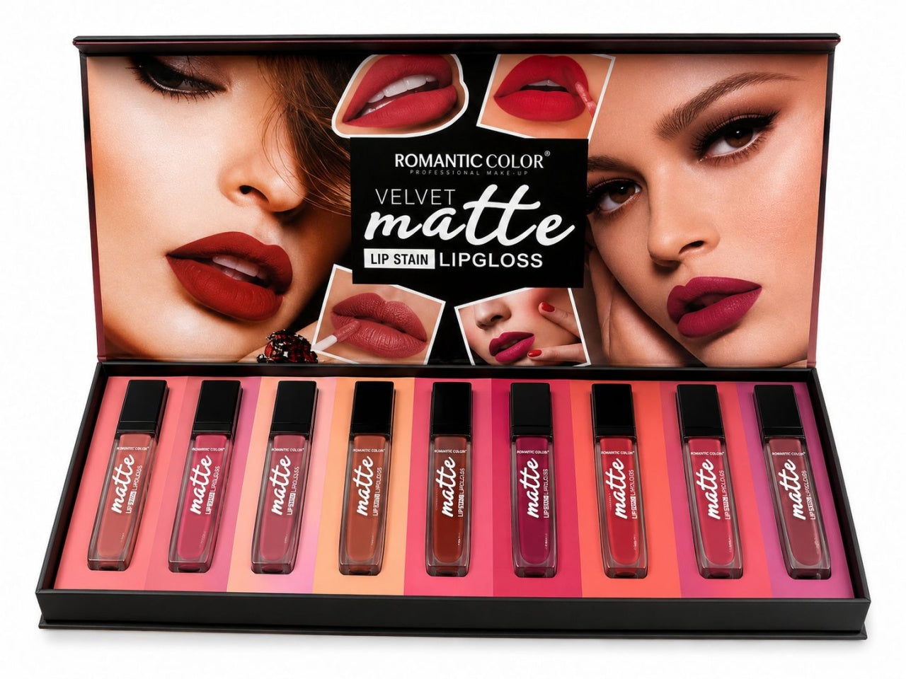 Set Glossuri de Buze Mate Romantic Color Velvet Matte – Nuanțe Elegante, Lip Stain Rezistent,