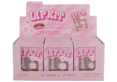 Set Ingrijire Buze USHAS , Lip Serum Lip Mask cu Acid Hialuronic, Hidratare Regenerare