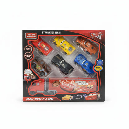 Set Joc Trailer Camion Curse din Plastic cu Mașinuțe Multicolore pentru Copii 3+