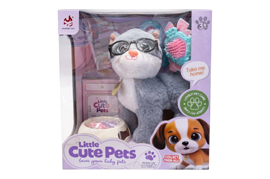 Set jucărie animal de pluș cu accesorii de îngrijire și hrană, 25x30 cm