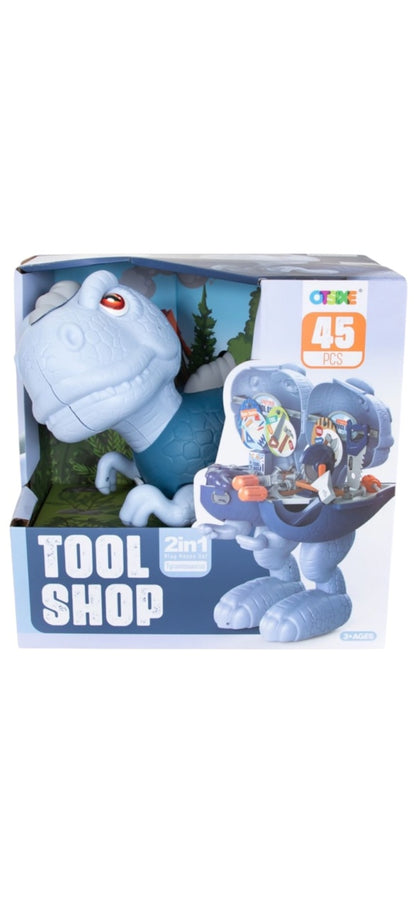 Set jucărie Dinozaur 2 în 1 pentru asamblare, din plastic, cu set de scule, 45 de piese