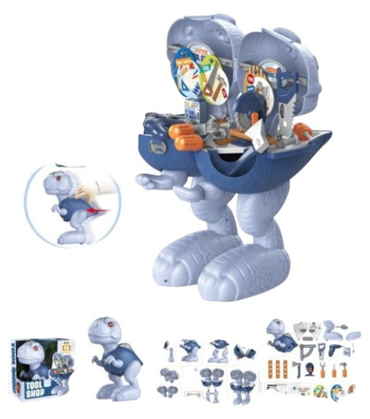 Set jucărie Dinozaur 2 în 1 pentru asamblare, din plastic, cu set de scule, 45 de piese