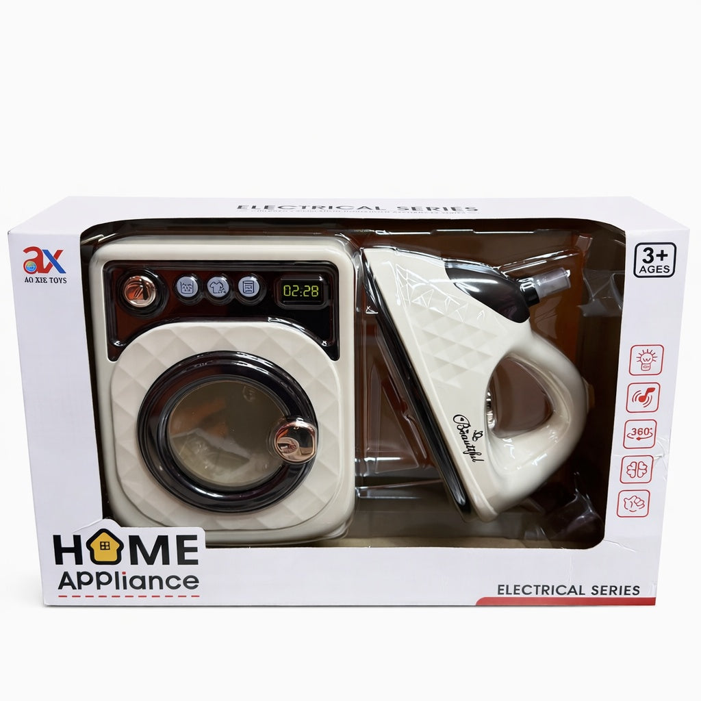 Set Jucărie Interactivă Mașină de Spălat și Fier de Călcat din Plastic, Funcții Realiste, 33x21,5x10 cm