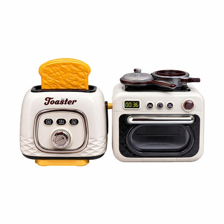Set Jucărie Interactivă Toaster și Aragaz cu Cuptor și Accesorii pentru Copii, Plastic, 36x19x9 cm