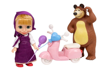 Set jucărie Papusă personaj animat cu ursuleț și accesorii, multicolor, 23x20x6 cm