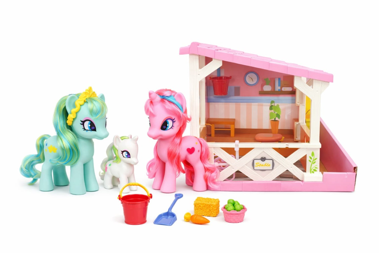 Set jucărie ponei pentru copii, plastic, cu funcții interactive și accesorii