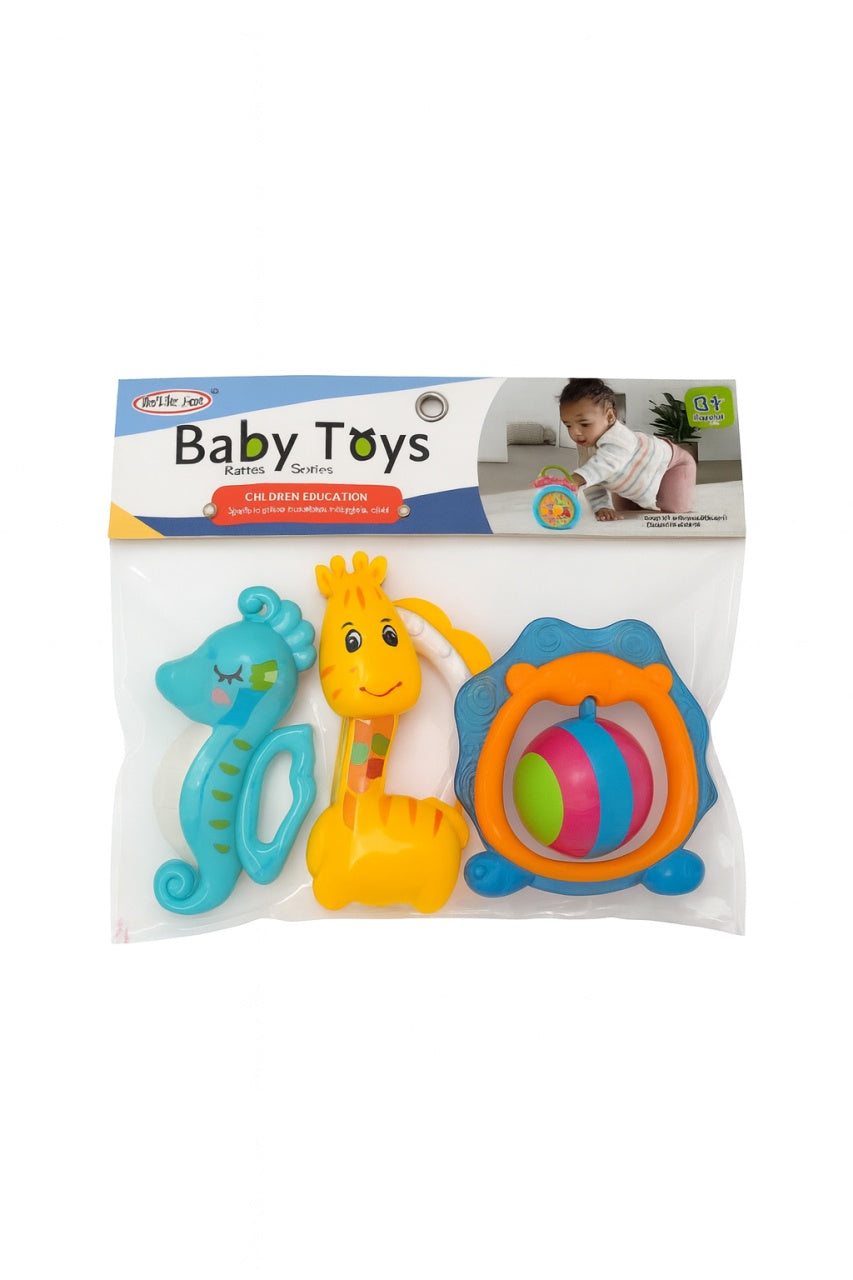 Set Jucarii Bebelusi Baby Toys, 3 Piese, Rattle Dentitie, 23x21 cm, 9M+
