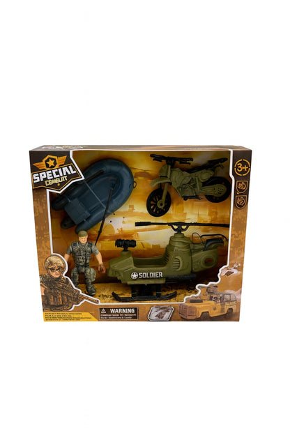 Set Jucarii Militari Special Combat cu Elicopter, ATV si Soldat , 27x23 cm