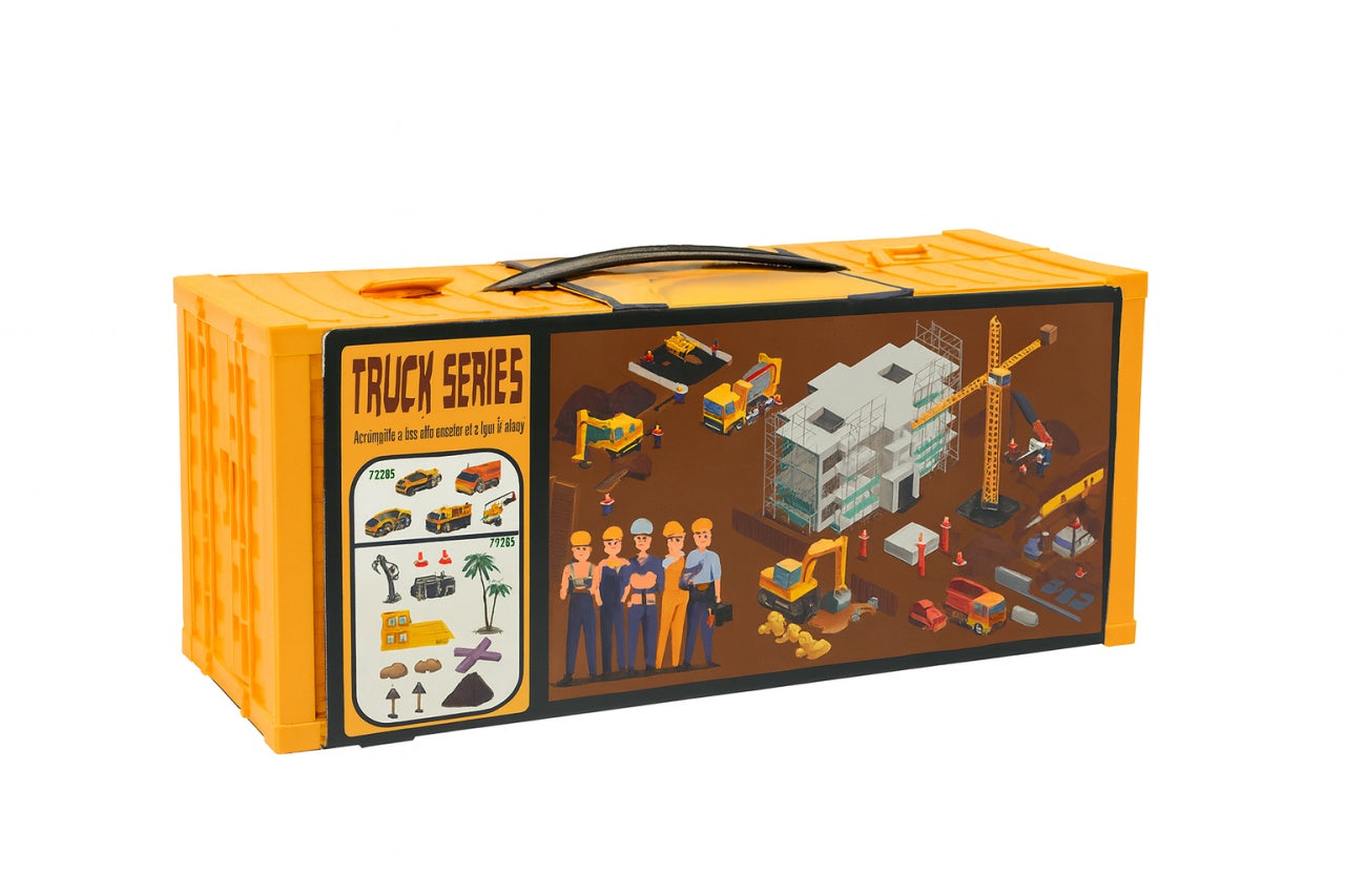 Set Jucarii Santier Truck Series , Cutie Tip Container, Vehicule Constructii, 37x17 cm