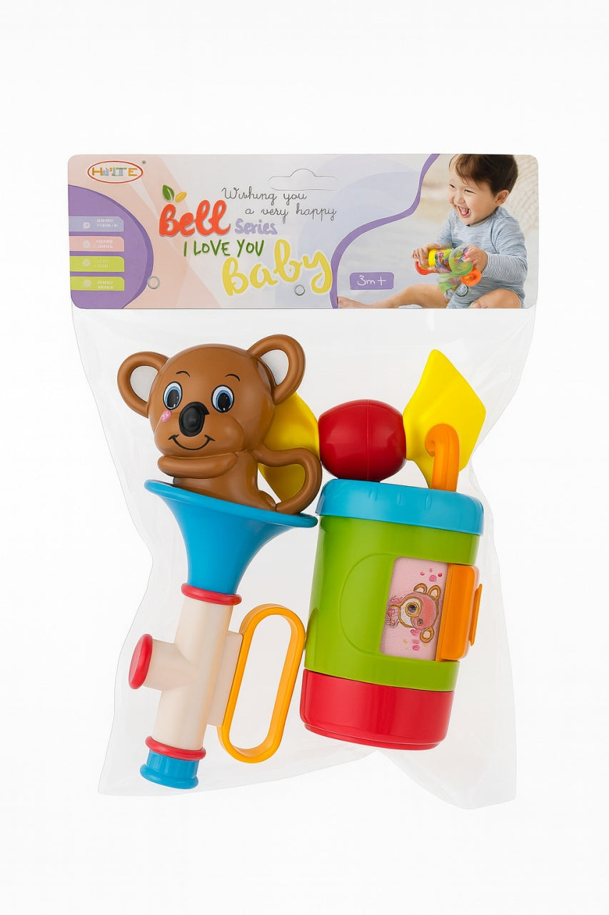 Set Jucarii Zornaitoare pentru Bebelusi, 2 piese, 27x18.5 cm, Culori Vii, 3+ luni
