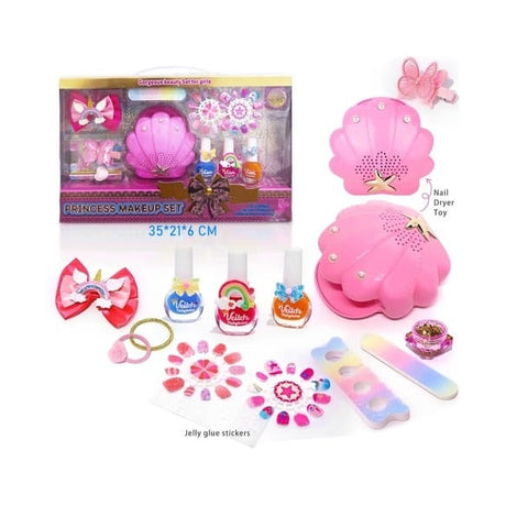 Set manichiura fetite cu lampa uscare, unghii false si accesorii, roz