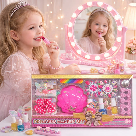 Set manichiura fetite cu lampa uscare, unghii false si accesorii, roz