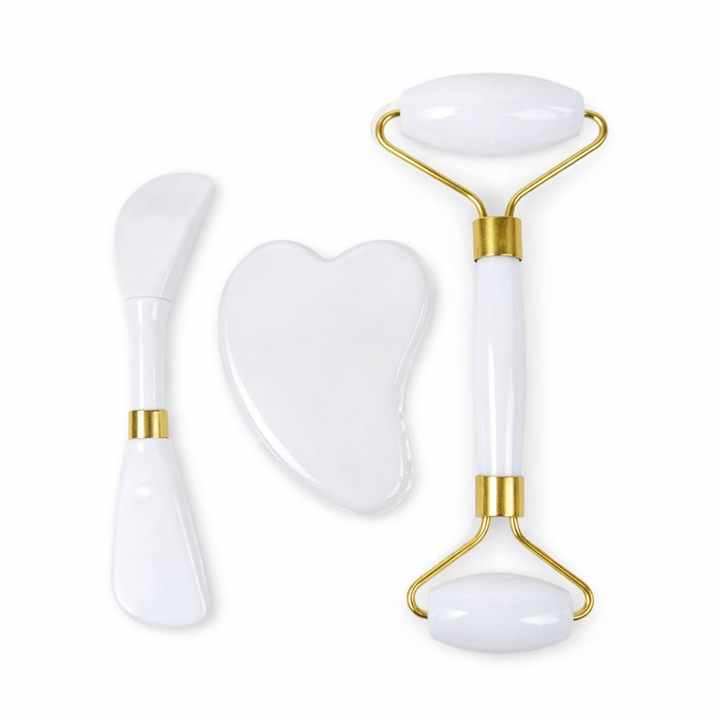 Set masaj facial 3 piese, diverse culori:alb, rosu, mov
