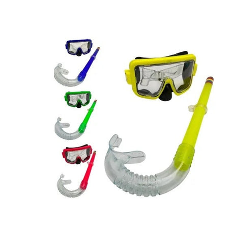 Set masca si snorkel pentru inot si scufundari , echipament colorat pentru copii sau adulti, vizor larg si tub respiratie,