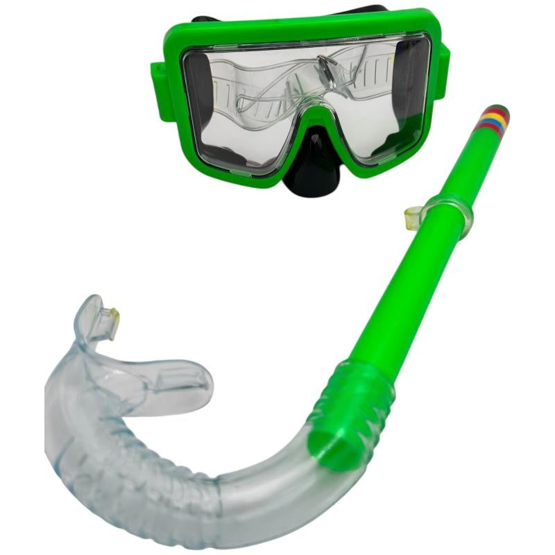 Set masca si snorkel pentru inot si scufundari , echipament colorat pentru copii sau adulti, vizor larg si tub respiratie,