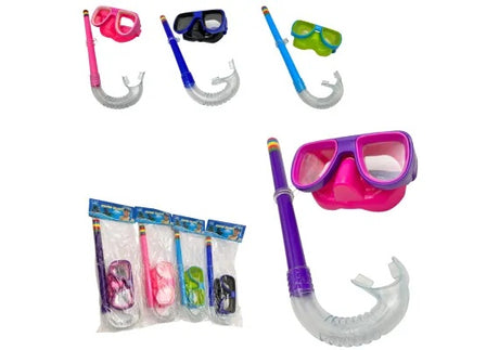 Set masca si tub respirator pentru copii , Snorkel si ochelari scufundari colorati , 30x10 cm tub, 15x6 cm ochelari , Jucarie piscina plaja ,