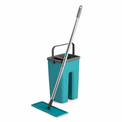Set mop plat cu galeata si sistem stoarcere, curatare pardoseli