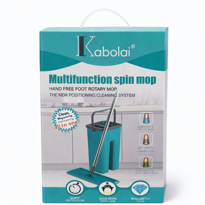 Set mop plat cu galeata si sistem stoarcere, curatare pardoseli