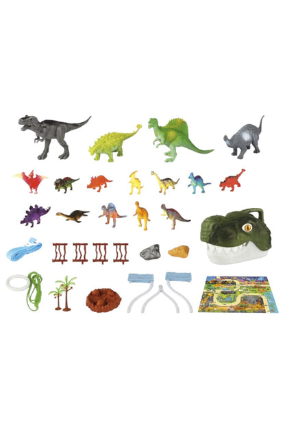Set multifunctional de joacă cu Rucsac Dinozaur, accesorii incluse, 32 piese, Verde