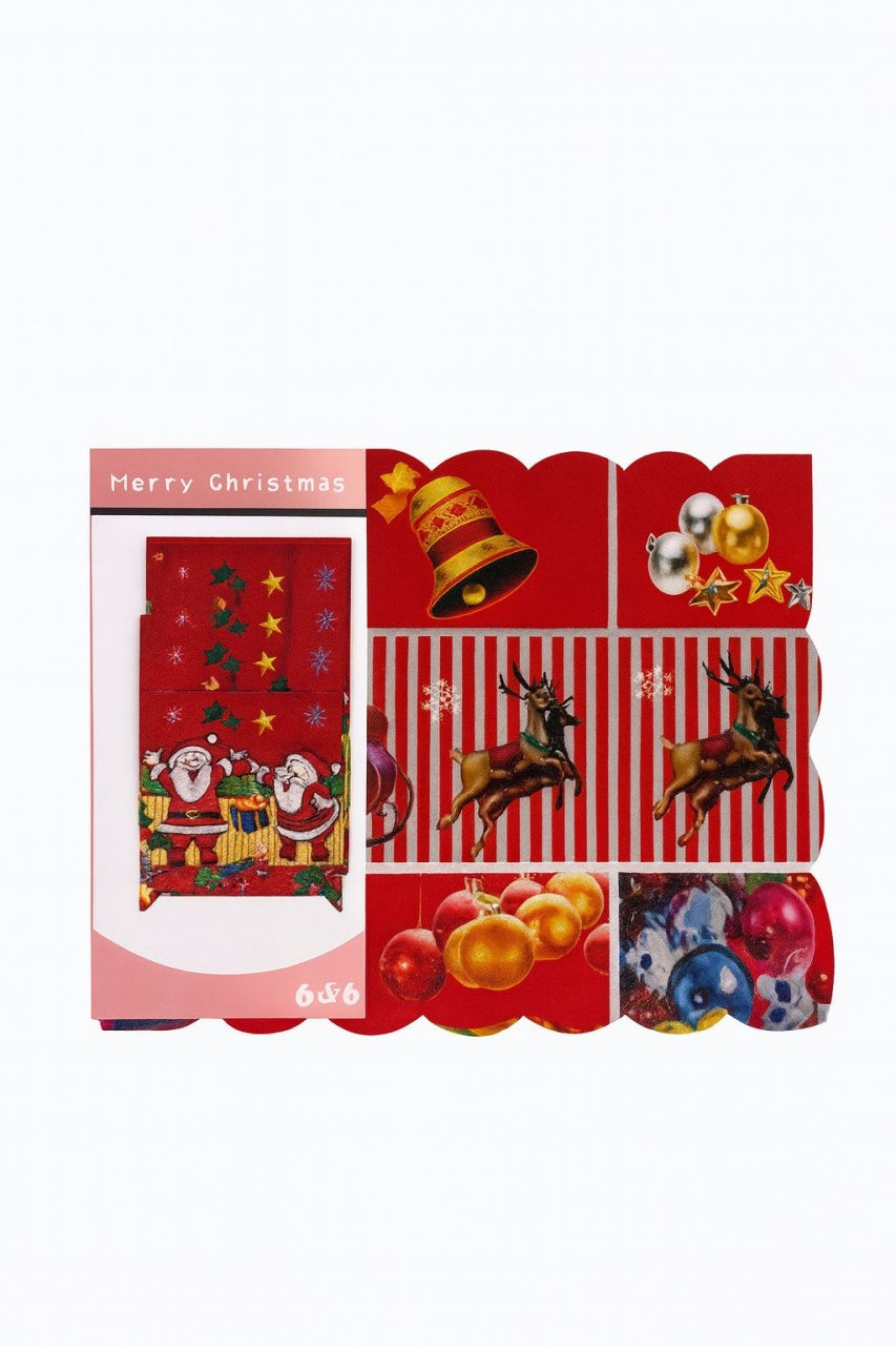 Set naproane Craciun cu imprimeu reni, globuri si Mos Craciun , model rosu festiv, 45x30cm