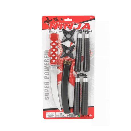 Set Ninja pentru Copii , Sabie, Nunchaku si Stele Ninja , 44x22 cm