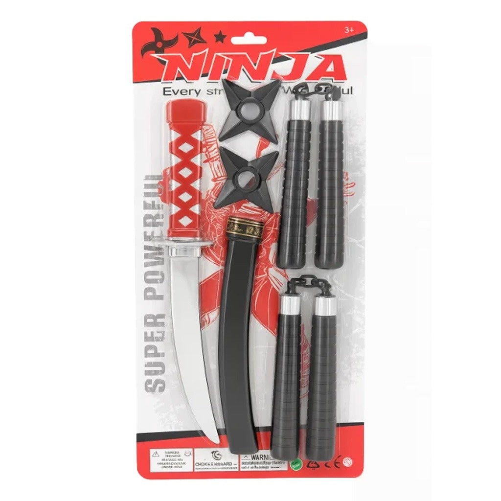 Set Ninja pentru Copii , Sabie, Nunchaku si Stele Ninja , 44x22 cm