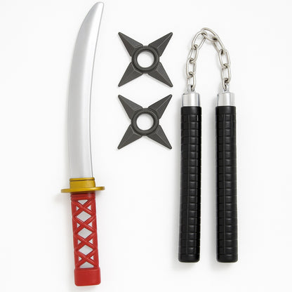 Set Ninja pentru Copii , Sabie, Nunchaku si Stele Ninja , 44x22 cm