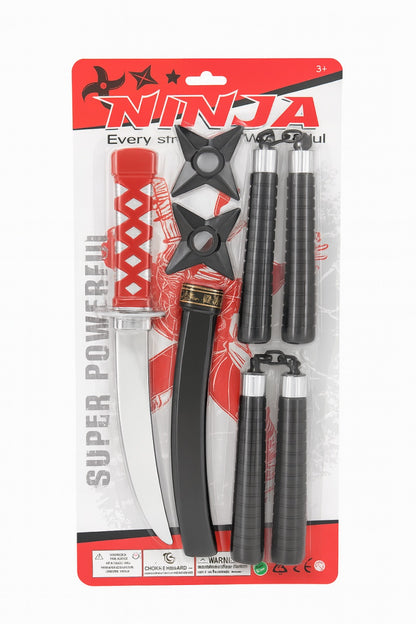 Set Ninja pentru Copii , Sabie, Nunchaku si Stele Ninja , 44x22 cm
