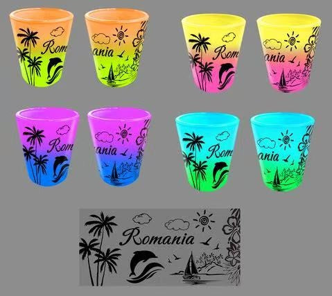 Set pahare colorate din plastic Romania, 8 buc