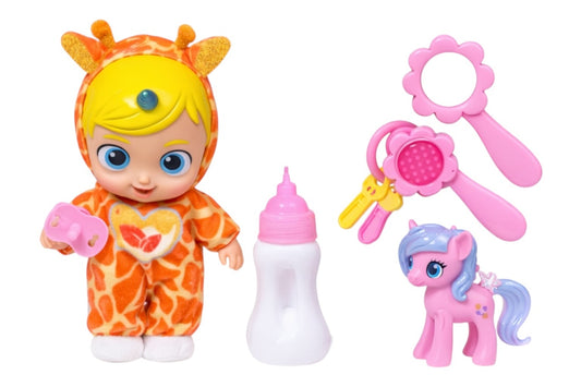 Set papusa Lovely Doll cu accesorii colorate, suzeta si biberon, inaltime 23 cm, varsta 3+