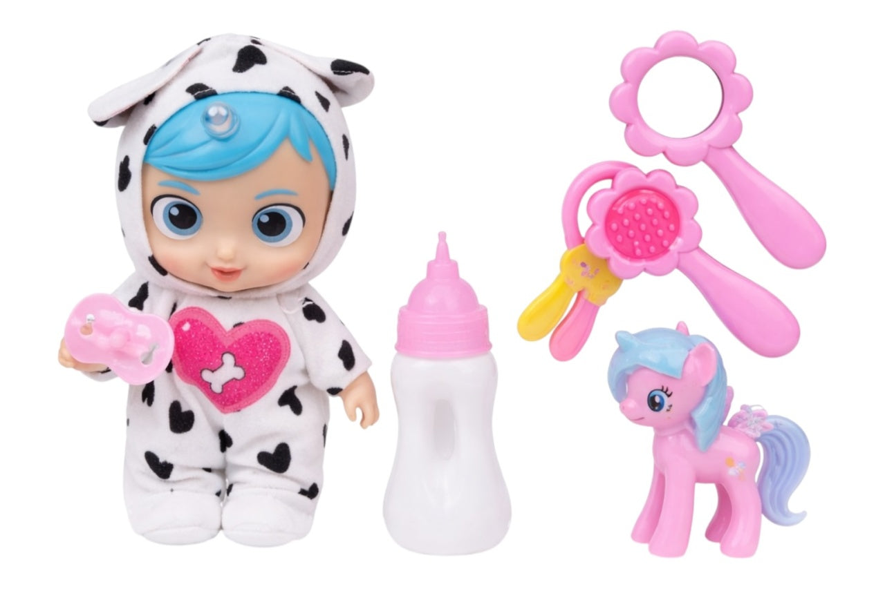 Set păpușă Lovely Doll cu accesorii - suzeta și biberon, 27 cm, multicolor