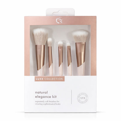 Set pensule de machiaj Luxe Collection Natural Elegance, 5 piese, culori variate