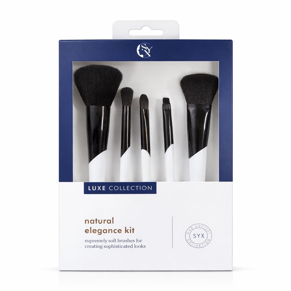 Set pensule de machiaj Luxe Collection Natural Elegance, 5 piese, culori variate