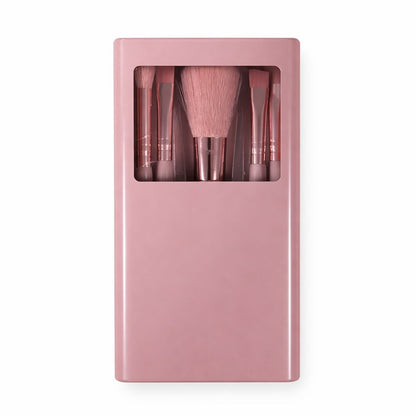 Set pensule machiaj 5 piese, diverse culori: nude, roz, gri