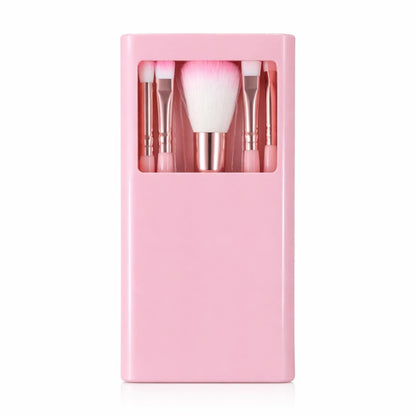 Set pensule machiaj 5 piese, diverse culori: nude, roz, gri
