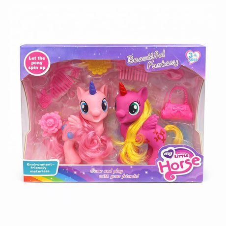 Set pentru fetite cu ponei dragalasi si accesorii, roz, 3+