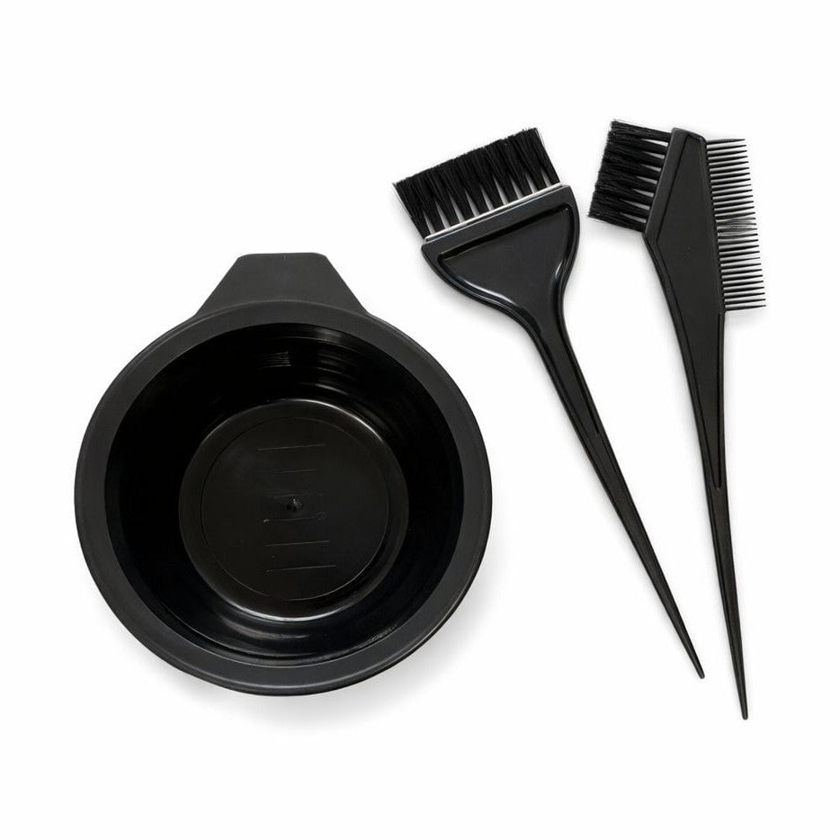 Set pentru vopsirea părului 3 piese, cu bol pentru amestec și 2 pensule aplicare vopsea