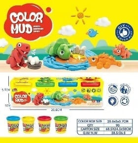 Set Plastilina Color Mud cu 4 Culori - Creativitate si Distractie pentru Copii,