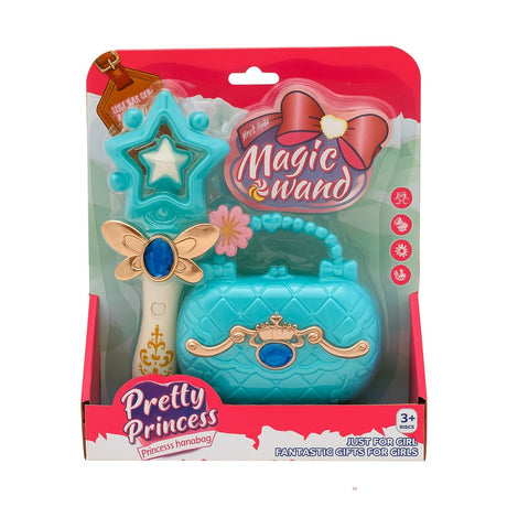 Set Pretty Princess cu bagheta magica albastra si gentuta eleganta, 25x21.5cm, jucarie fete 3+ ani