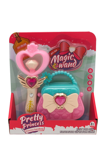 Set Pretty Princess cu bagheta magica roz inima si gentuta turcoaz-roz, jucarie fete 3+ ani