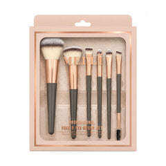 Set Profesional 6 Pensule Machiaj – Peri Ultra-Moi și Design Elegant Rose Gold